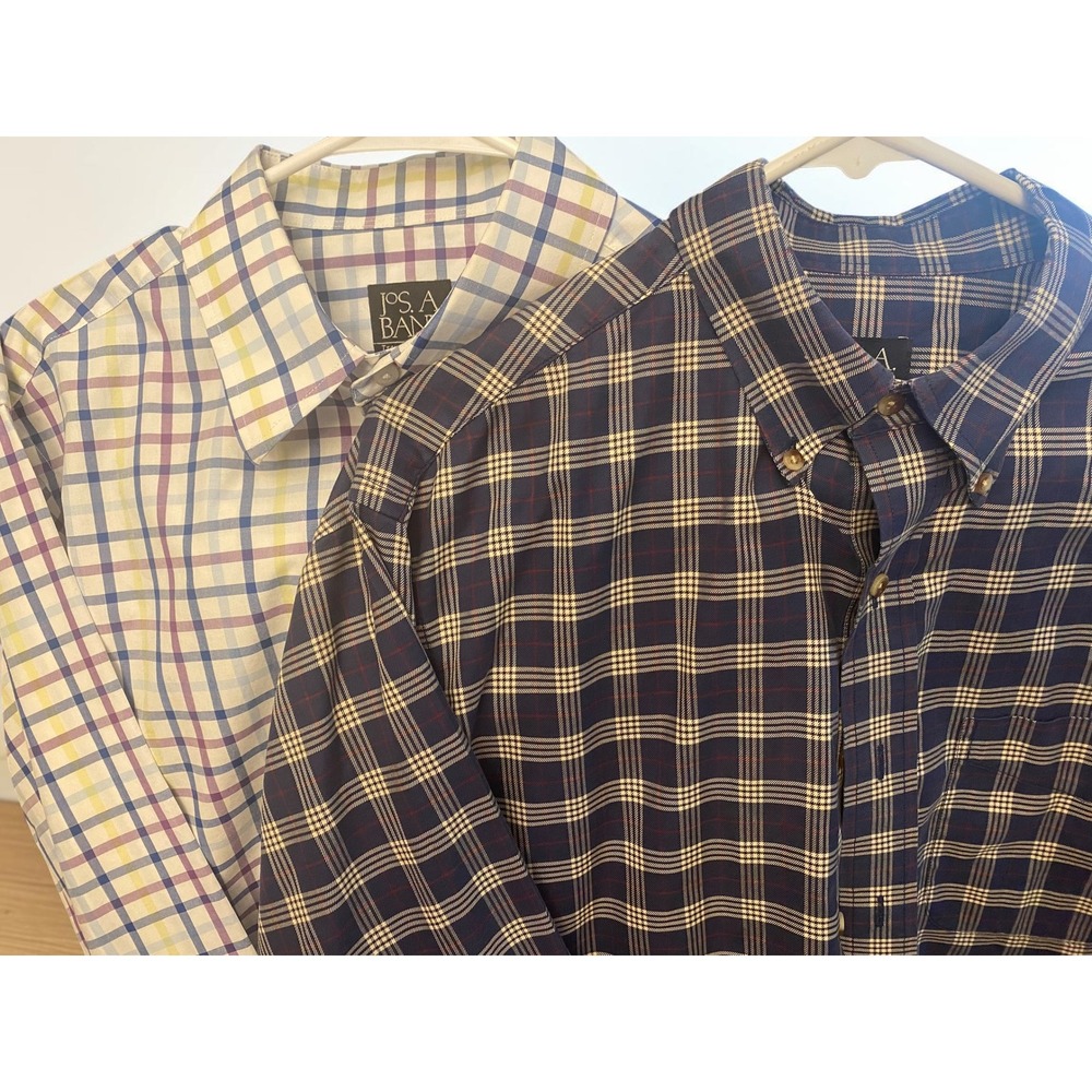 Jos. A. Bank Traveler's Collection Button Down Plaid Shirts Mens M *LOT OF 2